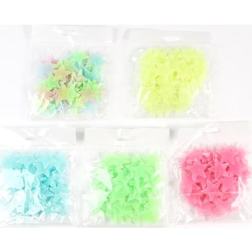 50/100pcs 3D Glow In The Dark Fluorescent Luminous Snow Stars Wall Sticker For Kid Baby Room Ceiling Decoration Home Decor Decal