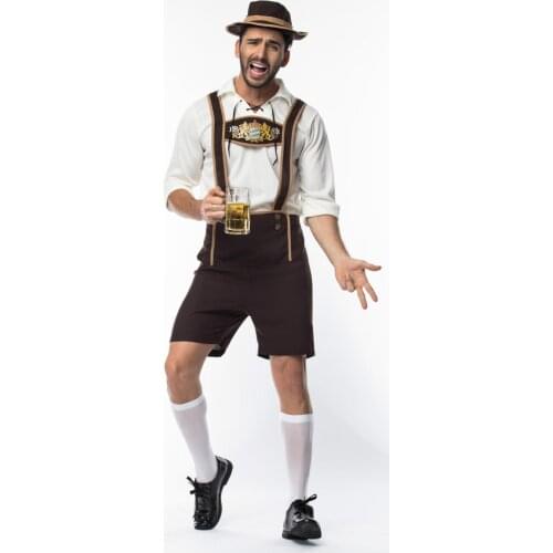 Adult Man Oktoberfest Lederhosen Costume Germany Bavarian Beer Party Outfit Fancy Dress