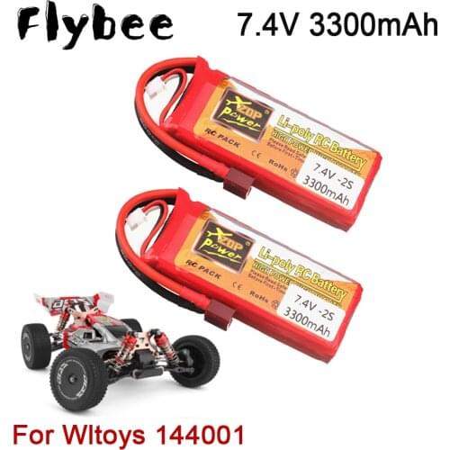 7.4V 3300mAh Lipo Battery For Wltoys 144001 12428 12423 124019 124018 RC Car Truck Racing car Battery Accessories T Plug 2S 7.4V