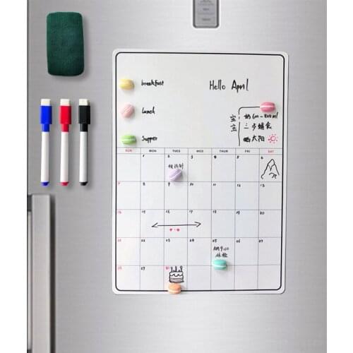 A3 Magnetic Whiteboard Weekly/ Monthly Planner Whiteboard Fridge Magnet Flexible Daily Message To-Do List Organizer For Kitchen