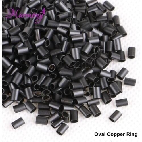 1000pcs/bottle 3.0x2.0x3.8mm Oval shape Copper Micro Rings No Flared Straight Copper Micro Beads For fan tip hair