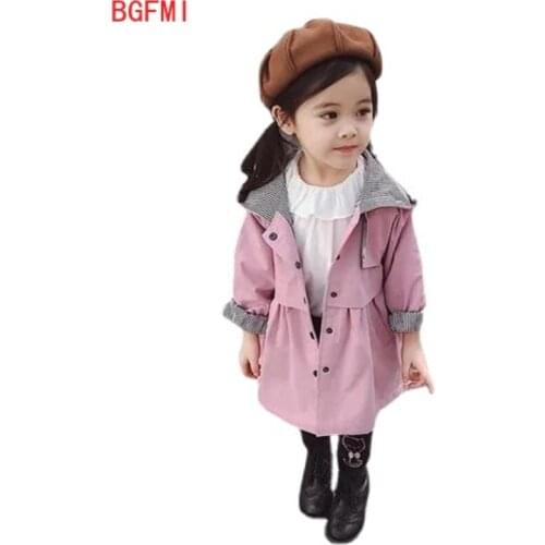 Fashion Spring Fall Baby Girls Hooded Jacket Childrens Clothing Girl Trench Coat Kid Jacket Girl Parka Trench Wind Dust Clothes