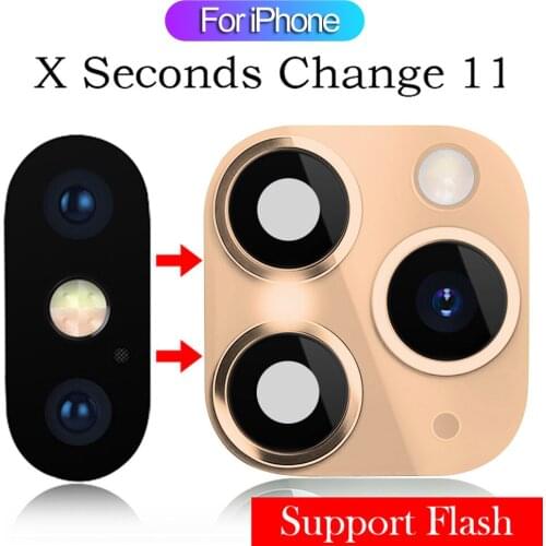 Fashion Fake Camera Lens Back Protector Cover Camera Cover Glass Sticker Film For iPhone X XS Max Change To iPhone 11 Pro Max