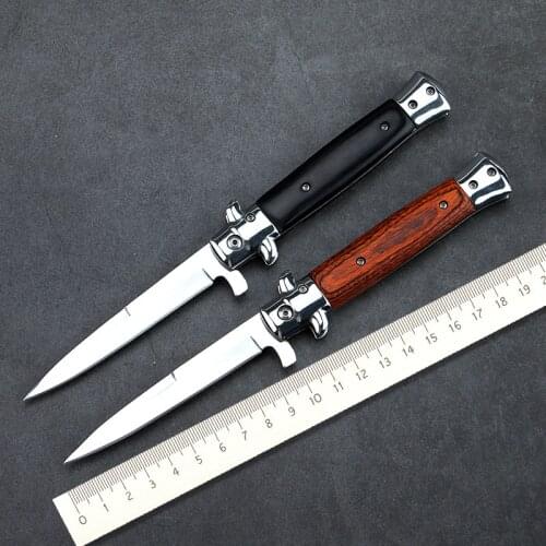 New Folding Blade knives Stainless Steel + Wood handle Pocket Camping Knife Multi-function for Outdoor Tools Knives Brown/Black