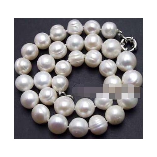 SALE Big 10-11mm Natural White Round freshwater PEARL 17" Necklace