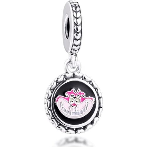 Fits for Pandora Beads Bracelets Cheshire Cat Charms 100% 925 Sterling Silver Jewelry Free Shipping
