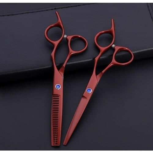 Professional Japan 440c 6 '' wine red hair scissors haircut thinning barber makas make up cutting shears hairdresser scissors
