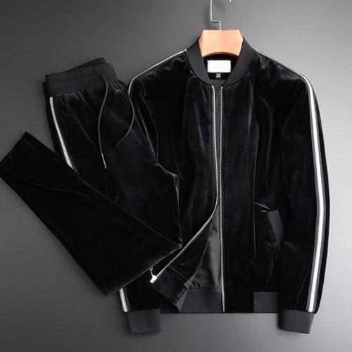 Sweatshirt Luxury Pleuche Fabric Slim Fit Thick Men Sweatshirts Fashion New 2pcs (sweatshirt+pants) sport set 3XL 4XL