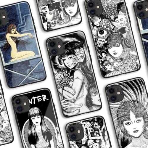 Junji Ito Tees Horror Cartoon Fujiang Glass Soft Silicone Phone Case FOR IPhone SE 8 Plus X XR XS 11 12 Mini Pro Max Cover Shell