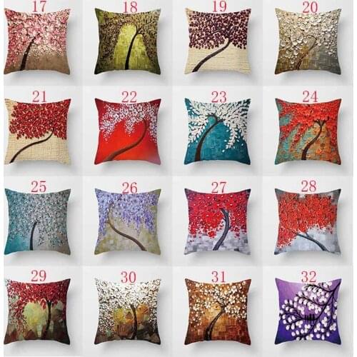 Nordic Three-Dimensional Abstract Art Painting Tree Flower Tree Pillow Home Decoration Pillow Cover Car Waist Cushion Cover