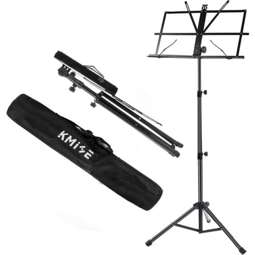 Kmise Sheet Music Stand Folding for Keyboard Piano Violin Guitar Cello Metal Tripod Base w/ Carry Bag for Student Practice