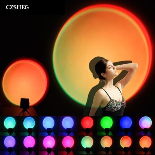 16 Coloful Led Night Light USB Rainbow Sunset Red Projector Atmosphere Lamp For Home Background Wall Decoration Colorful Lamp