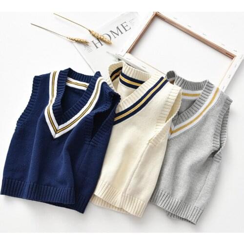 1-6T Toddler Kid Baby Boy Sweater Vest Knitted Warm Pullover Top Autumn Winter Clothes Casual Plain Gentleman Tank Outfit
