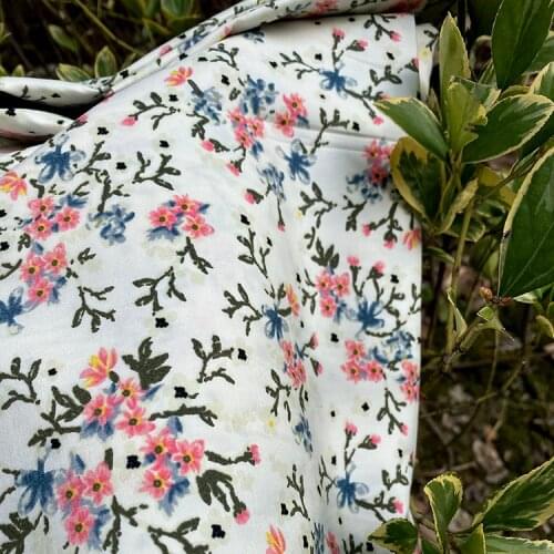 1 Meter White Small Floral Thickened Silk Cotton Fabric 112 Width 22 Mm