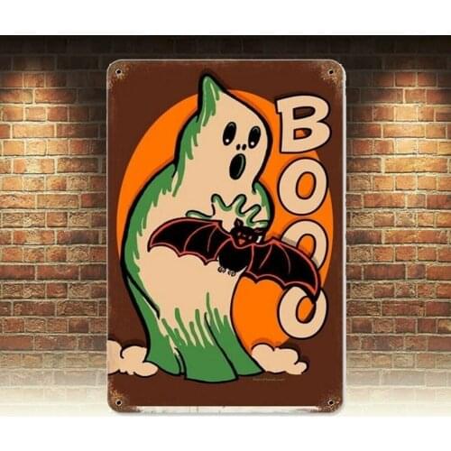 Vintage Halloween Ghost Tin Sign Metal Movie Poster Funny Retro Plaque