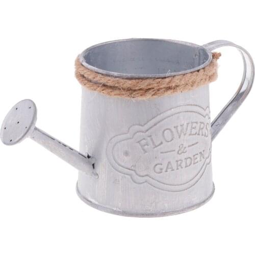 1x Metal Flower Watering Barrel Flower Pot Plant Bucket Desktop Home Ornament for Home Decoration