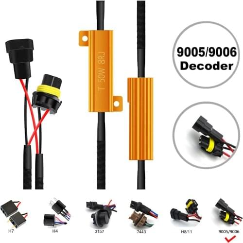 2PCS 9005/9006/HB3/HB4 Canbus Load Resistor 50W Canbus Decoder Warning Canceler Light Error Free 12V Resistance Harness Adapter