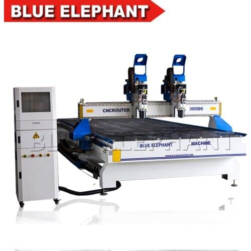 Double separate heads 2055 3d cnc engraving machine , 3 axis woodworking cnc router machine