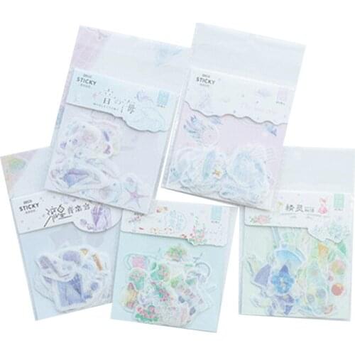 40pcs/pack Color of the sea Japanese Plant Music Ocean Unicorn Spirit Kawaii Deco Sticker DIY Scrapbooking Album Sticker