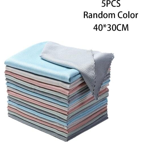 5Pcs 40x30cm Rags, Kitchen Supplies, Dish Cloth, Household Absorbent, Non-Linting, Non-Stick Oil, Towels, Lazy Dish Cloth