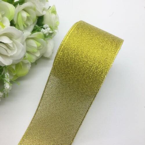 5 Yards/Lot 1-1/2" (38mm) Golden Organza Ribbon Bow Hair Wedding Decoration Lace Crafts