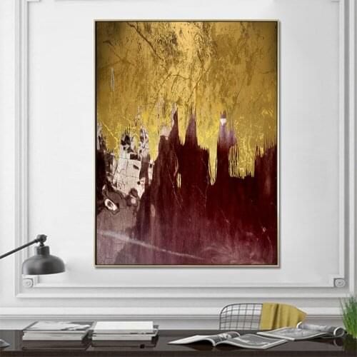 Abstract Red Yellow Oil Painting on Canvas Poster and Prints Wall Art Pictures living Room Scandinavian Home Decoration Unframed