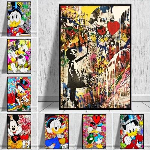 Graffiti Disney Mickey Mouse and Donald Duck 5D Diamond Painting Diamond Embroidery Cross Stitch Kits Mosaic Crafts Home Decor