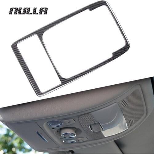 NULLA Carbon Fiber Car Interior Front Rear Reading Lamp Light Cover Frame Decoration Trim Sticker for AUDI A4 B8 A5 Q5 2010 2014