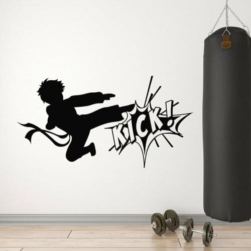 Karate Boy Fighting Kick Martial Wall Sticker Sport Gym Art Murals Wall Decals Boys Room Wall Decoration Removable Home Decor