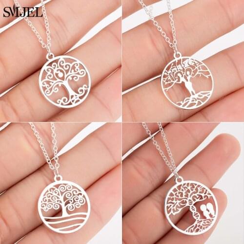 Boho Life Mandala Flower Pendant Necklaces for Women Sacred Geometry Stainless Steel Spiritual Tree Necklace Fashion Jewelry