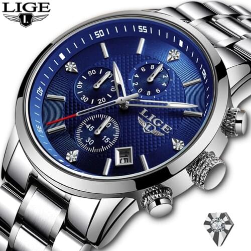 2020 LIGE Watches Mens Top Brand Luxury Full steel Waterproof Watch Business Elite Fashion Clock Men Watch Relogio Masculino+Box
