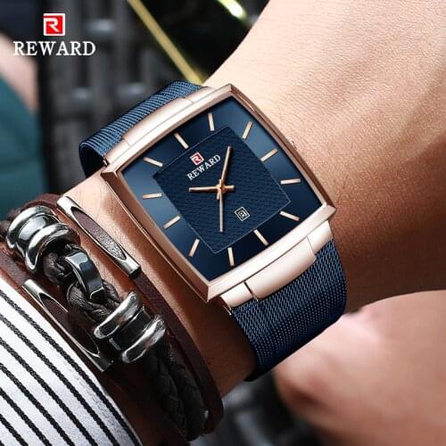 REWARD Fashion Blue Mens Watches 2021 New Top Luxury Brand Watch Men Business Waterproof Stainless Steel Quartz Wristwatch