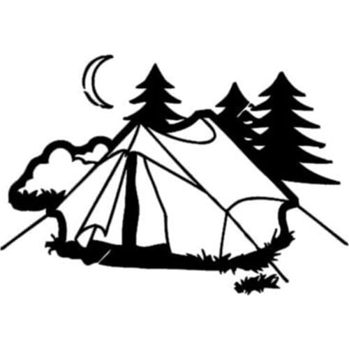 Black/Sliver Funny Tent Camping Nature Rest Fashion Car Accessories Stickers Custom Car Accessories C405