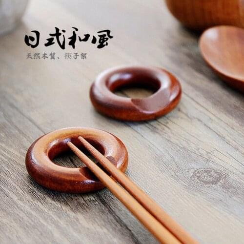 Japanese Style Wooden Chopsticks Holder Creative Round Donuts Shape Spoons/Forks Stands Eco Natural Wood Tableware