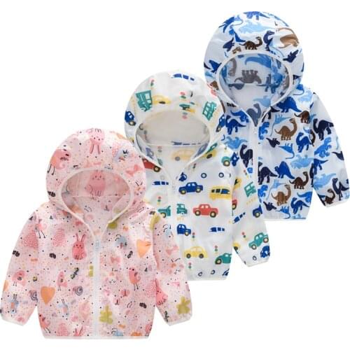 Childrens Cute Sun Protection Clothing 2020 New Cartoon Animal Costumes Girls Flower Printed Ultra-thin Breathable Hooded Coat