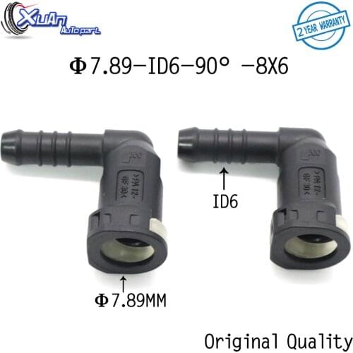 XUAN 2pcs 7.89mm 7.89 ID6 90 degree Fuel Line Quick Connector 5/16 Fuel Pipe Fittings Fuel Line Quick Female Rubber Connector