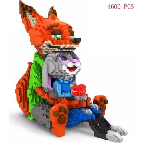 Classic cartoon Zootopia nick Wilde fox judy Hopps rabbit lovers figures model bricks mini micro diamond blocks toys child gift