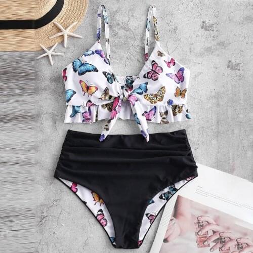 #Z30 Bikini Set Swimwear Women Two Pieces Bathing Suit Women Ruffled High Waist Bikini Swimsuit Women Maillot De Bain Femme