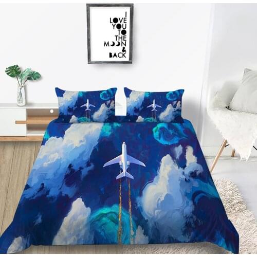 Plane Bedding Set Kids 3D Fashionable Cartoon Duvet Cover Clouds King Queen Twin Full Single Double Unique Design Bed Set