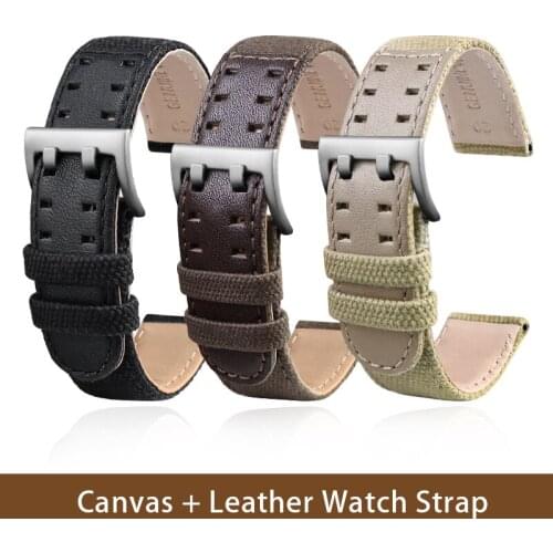 20mm22mm Double Row Hole Leather Straps forH-amilton Seiko Watch Band Rivet Mens Military Pilot Khaki Field Aviation Watch Belts