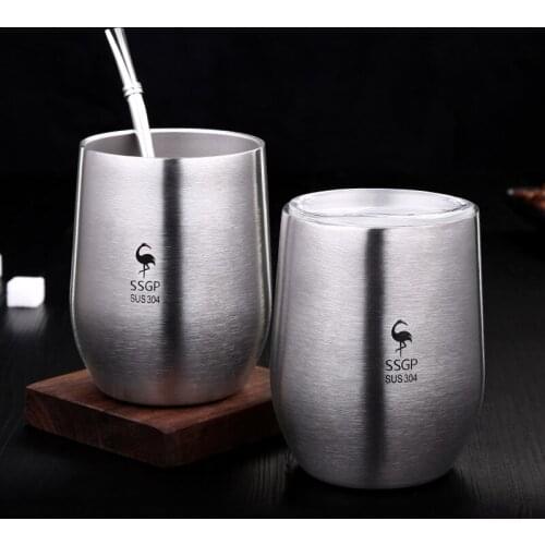 2pc Double Wall 304 Stainless Steel Cup Tea Mug With Lid Heat Resistant Portable Beer Cup With Spoon Straw turkish coffee cups