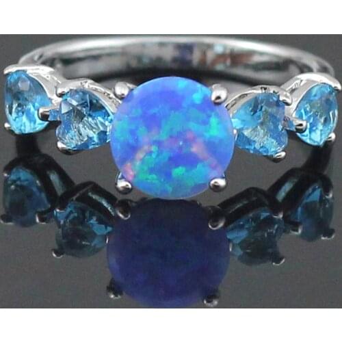 Fashion Jewelry Blue Fire Opal Silver Plated Rings for Women OR847