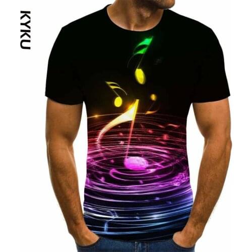 KYKU New T-shirt Mens Music T-shirt 3d Guitar T-shirt Shirt Print Gothic Anime Clothing Short Sleeve T-Shirt