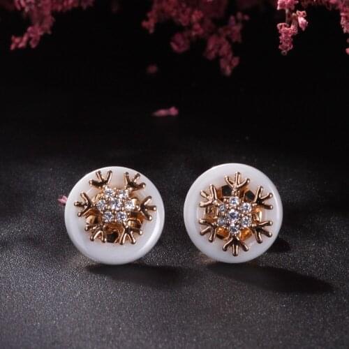 Soul Men New Special Romantic Gold Color Snow Shape Ceramic Stud Earrings For women Girls Party Christmas Gift Exquisite Jewelry