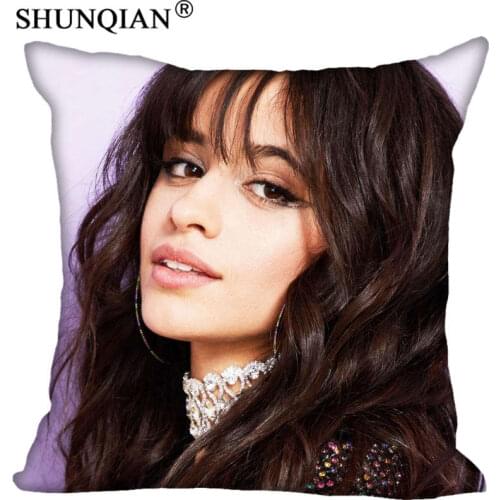 Nice Camila Cabello Pillowcase Satin Fabric Pillow Cover Square Zipper Pillow Cases Home Office Wedding Decorative Friend Gift