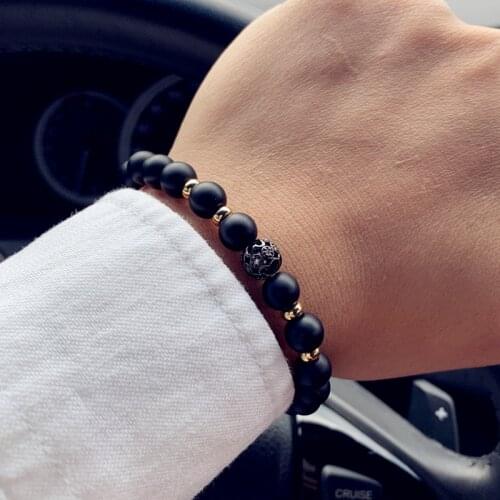 2020 New Fashion Pave CZ Ball Charm Bracelet Men Women Stone Matte Bead Bracelet For Men Women Jewelry Pulsera Hombre