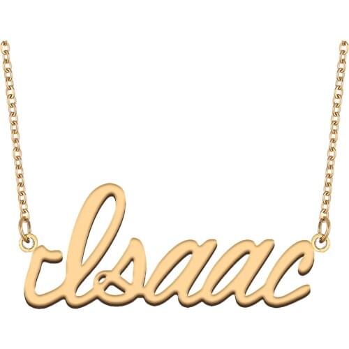 Isaac Name Necklace for Women Stainless Steel Jewelry 18k Gold Plated Nameplate Pendant Femme Mother Girlfriend Gift