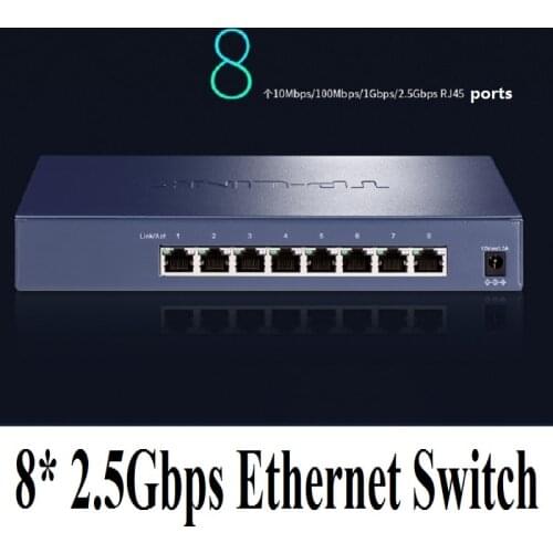 Plug&Play 8* 2500Mbps RJ45 Ports Desktop Ethernet Switch 2.5 Gigabit Ethernet Network Switch IEEE 802.3bz/3ab/3x 16K MAC address