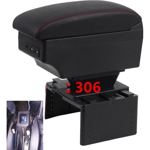 For Peugeot 306 armrest box universal car center console modification accessories with USB