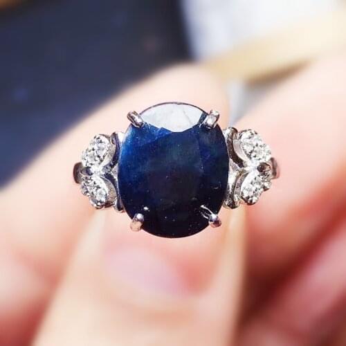 Natural real black sapphire butterfly ring 925 sterling silver 9*11mm 3.8ct gemstone Per jewelry Fine jewelry X215921